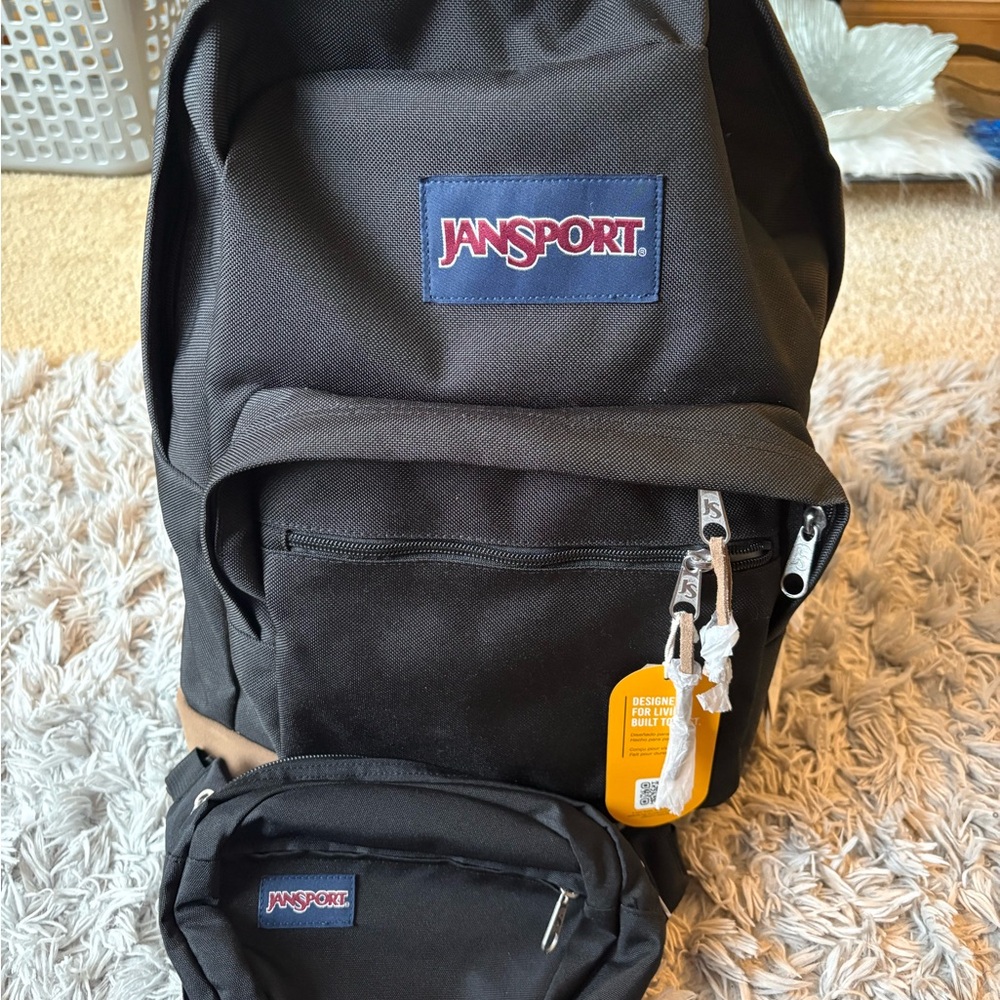JanSport Black Backpack and Belt Bag Bundle